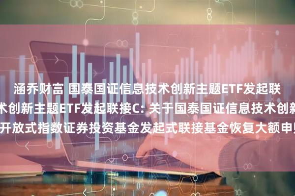 涵乔财富 国泰国证信息技术创新主题ETF发起联接A,国泰国证信息技术创新主题ETF发起联接C: 关于国泰国证信息技术创新主题交易型开放式指数证券投资基金发起式联接基金恢复大额申购、定期定额投资及转换转入业务的公告